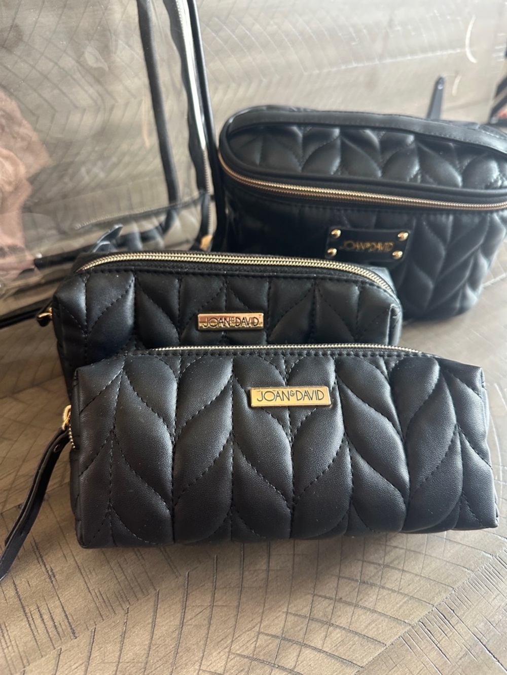 Black Quilted Travel Toiletry Bag Set - Quilted Organizer Pouches - Picture 6 of 13